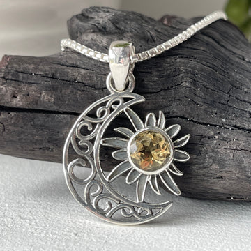 citrine moon and sun necklace