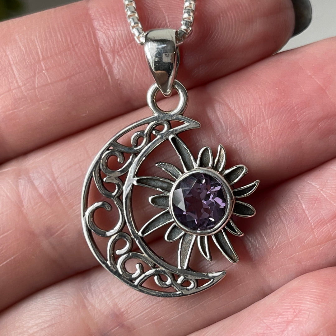 Amethyst Sterling Silver Celestial Necklace