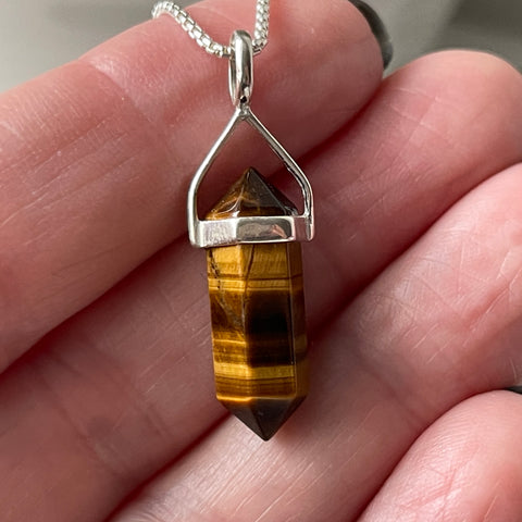 Tiger eye Point Sterling Silver Necklace