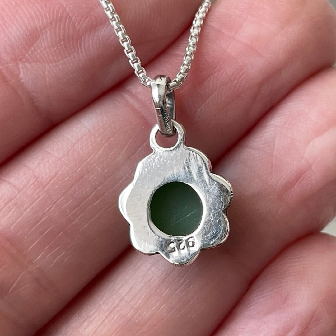 sterling silver chrysoprase crystal stone pendant necklace