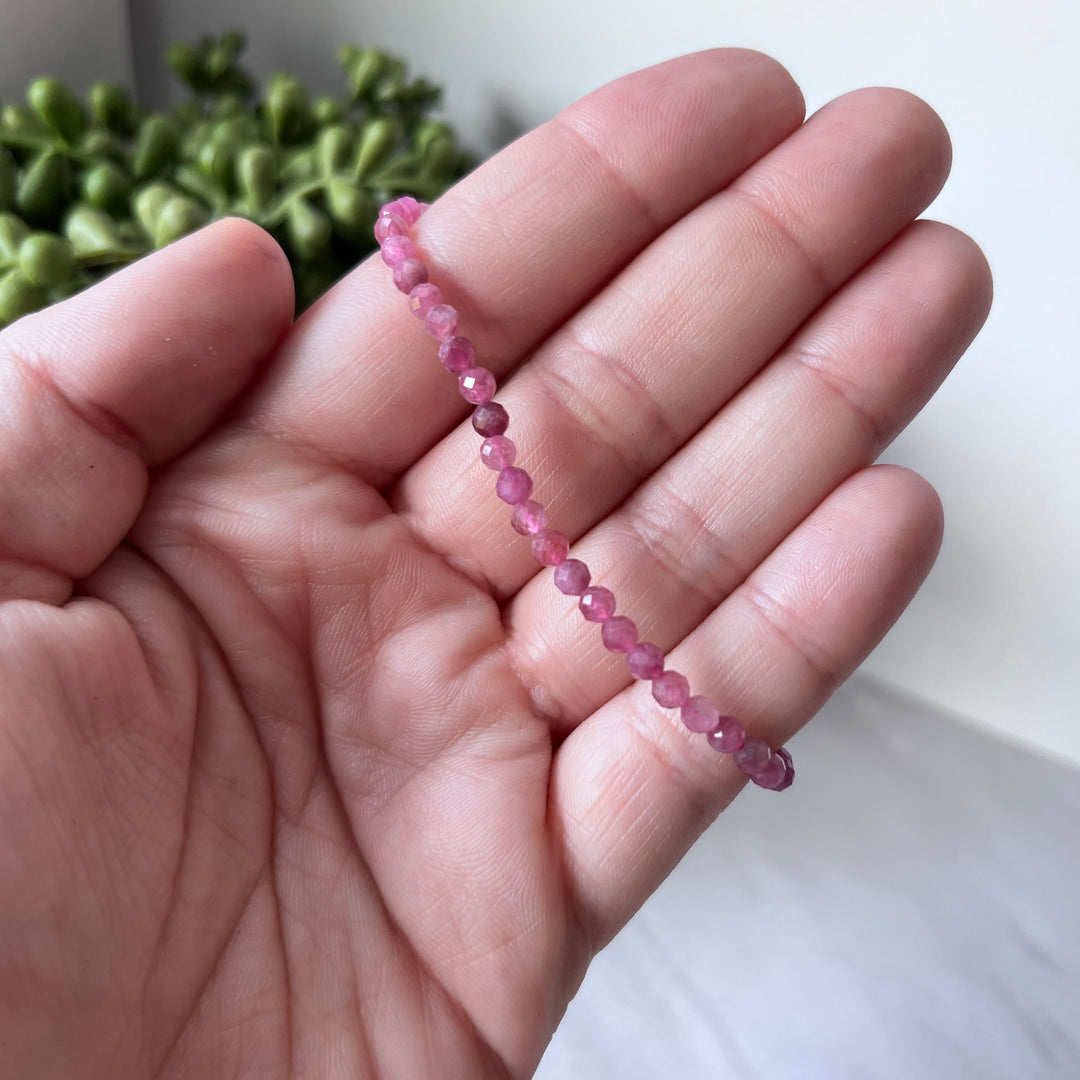 Pink Tourmaline Faceted Gemstone Bracelet