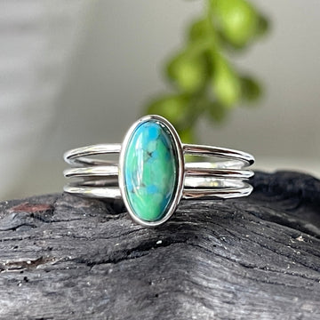 sterling silver turquoise stone crystal ring
