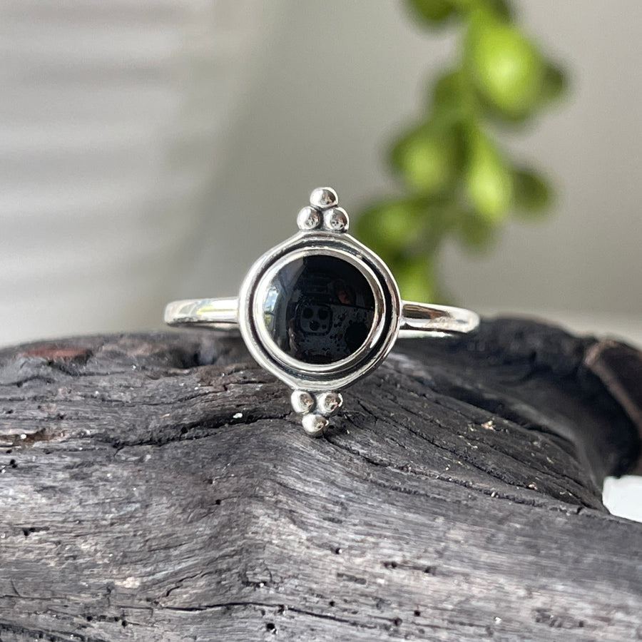 sterling silver onyx stone crystal ring