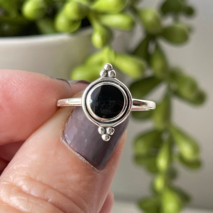 sterling silver onyx stone crystal ring