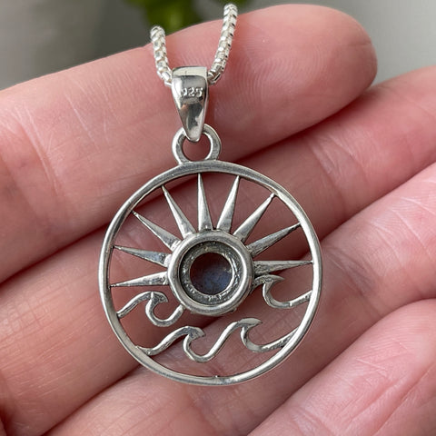 sterling silver labradorite crystal stone pendant necklace