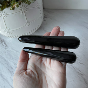 black obsidian stone crystal wand