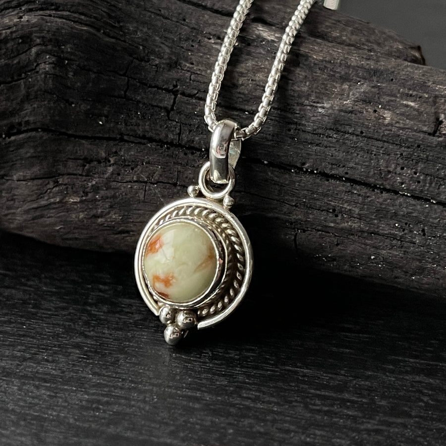 sterling silver chrysoprase gemstone charm necklace crystal pendant