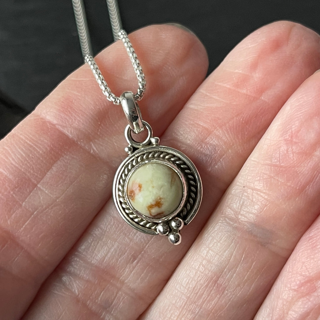 sterling silver chrysoprase gemstone charm necklace crystal pendant