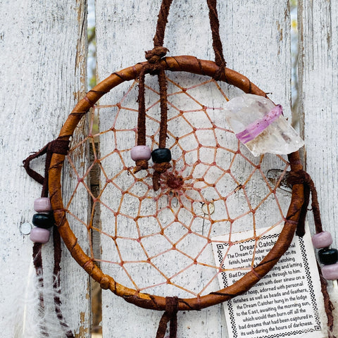 Genuine Native American Dream Catcher With Crystal - Large