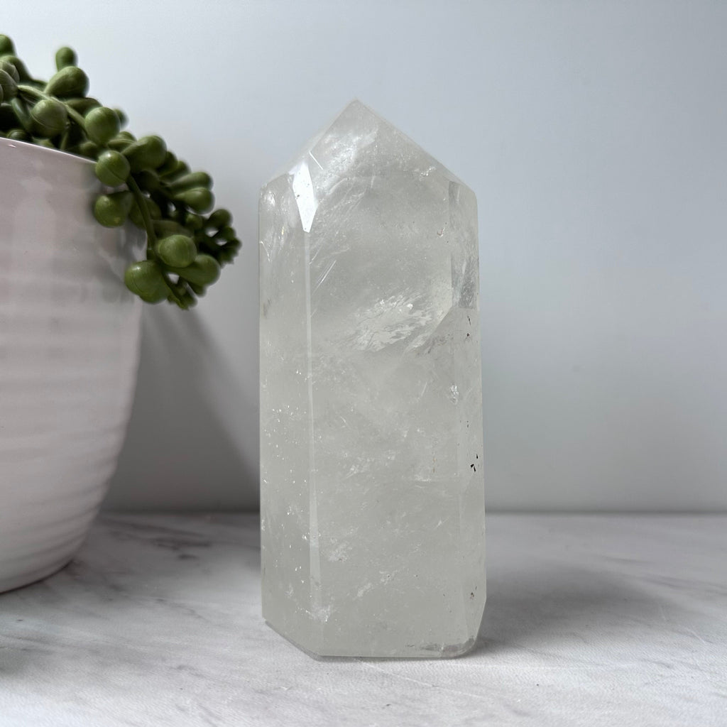 clear quartz crystal stone tower