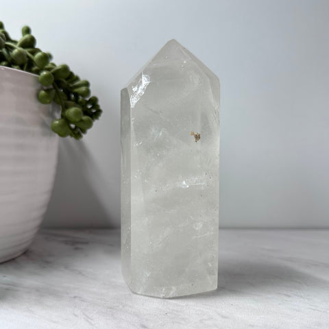 clear quartz crystal stone tower