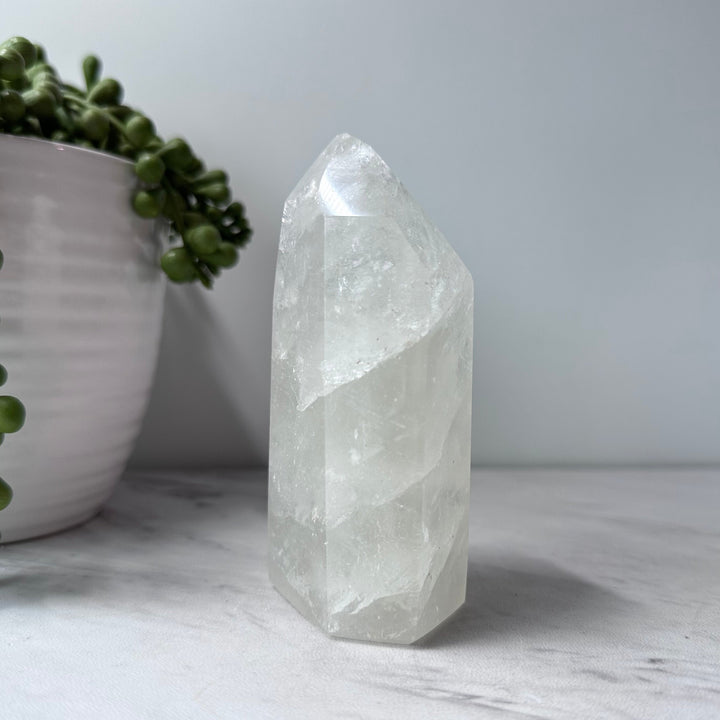 clear quartz crystal stone tower point