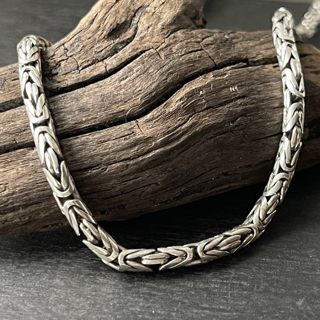 sterling silver Bali Byzantine link thick chain