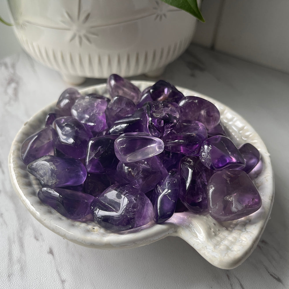 amethyst crystal pocket worry healing stone