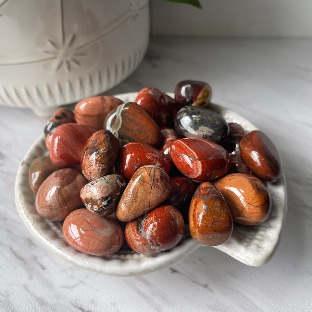 poppy jasper stone crystal pocket worry healing 