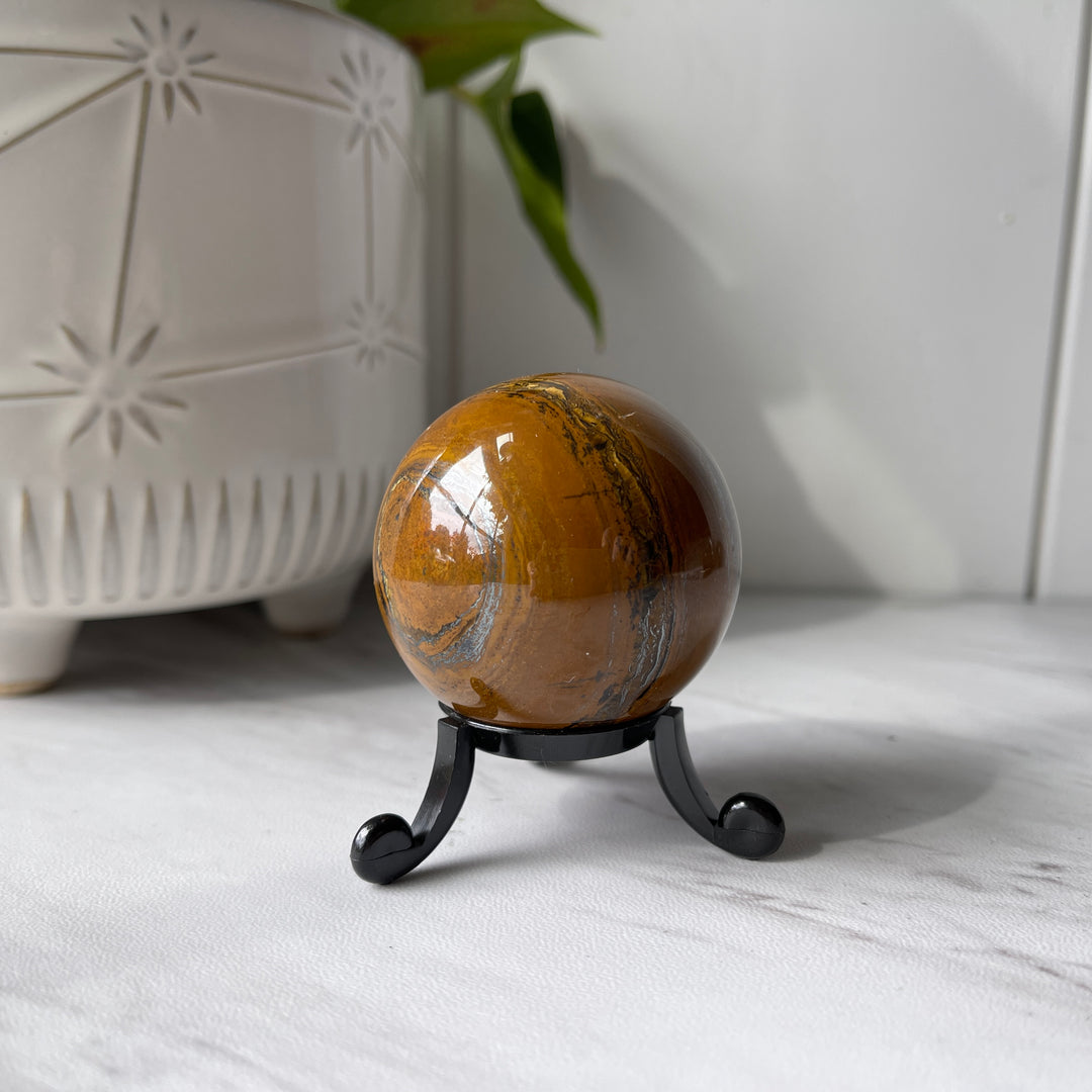 Tiger Eye Sphere on Cute Stand