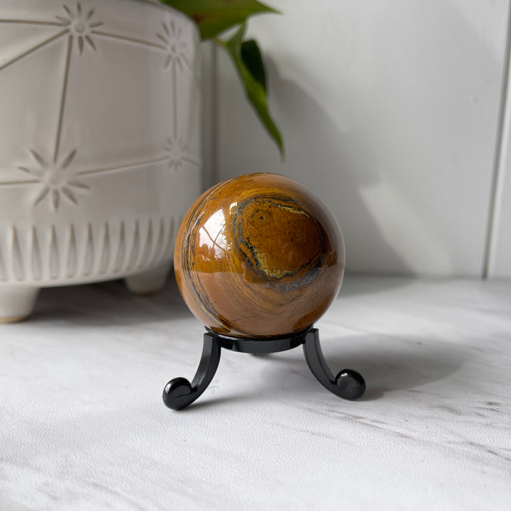 Tiger Eye Sphere on Cute Stand