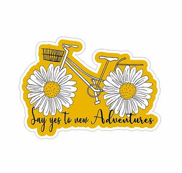 say yes to adventure yellow bike sticker cabana