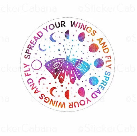 spread your wings moon phase waterproof vinyl sticker cabana