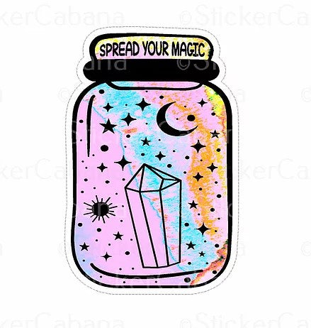 spread your magic mason jar crystal sticker cabana waterproof vinyl