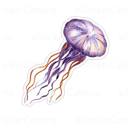 watercolor jellyfish sticker cabana waterproof vinyl