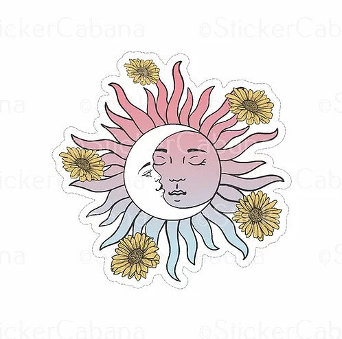 90s sunflower sun moon waterproof sticker cabana