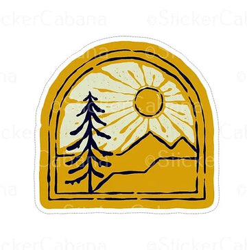 yellow landscape mountain sunrise waterproof vinyl sticker cabana