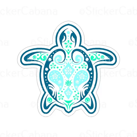 blue paisley turtle vinyl waterproof sticker cabana