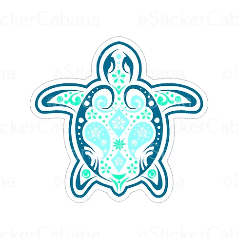 blue paisley turtle vinyl waterproof sticker cabana