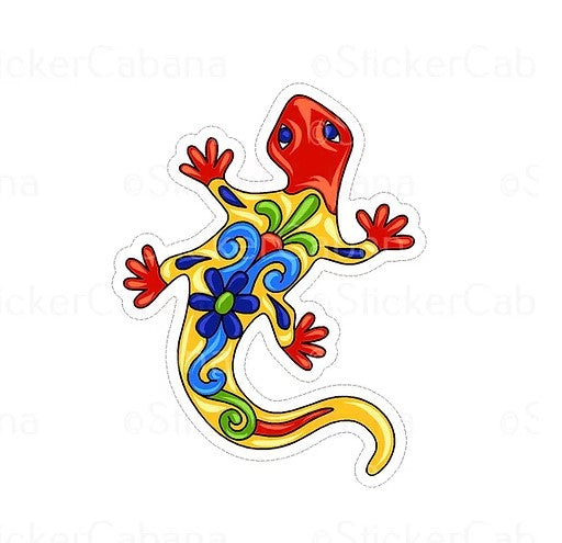 talavera colorful lizard waterproof vinyl sticker cabana