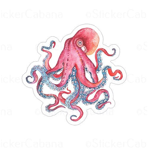 watercolor octopus vinyl sticker cabana