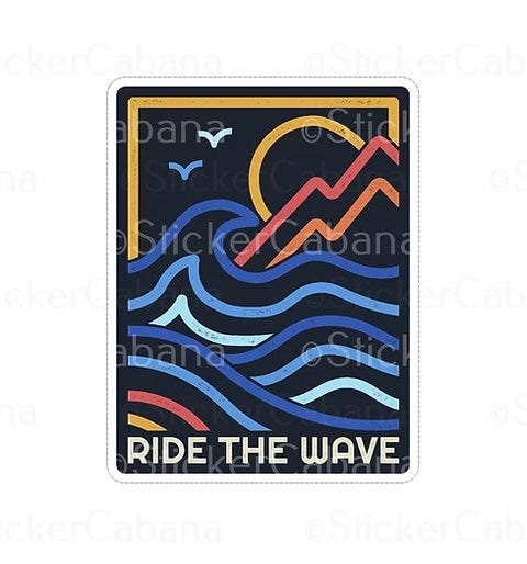 ride the wave waterproof vinyl sticker cabana