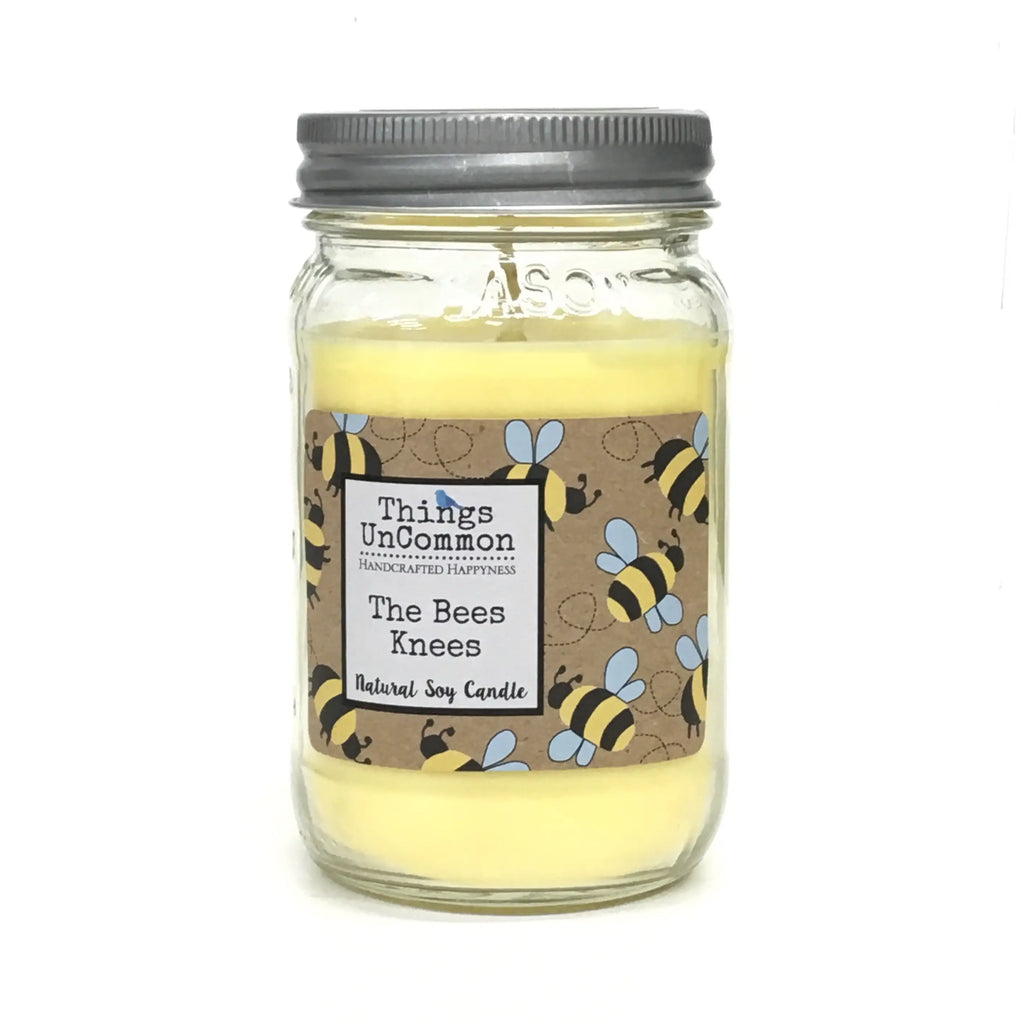 THE BEES KNEES HONEYSUCKLE, LILY OF THE VALLEY, JASMINE & CITRUS SOY CANDLE MASON JAR THINGS UNCOMMON