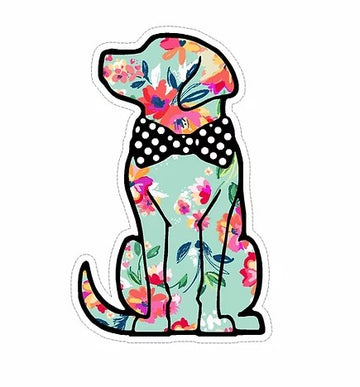 preppy floral dog vinyl waterproof sticker