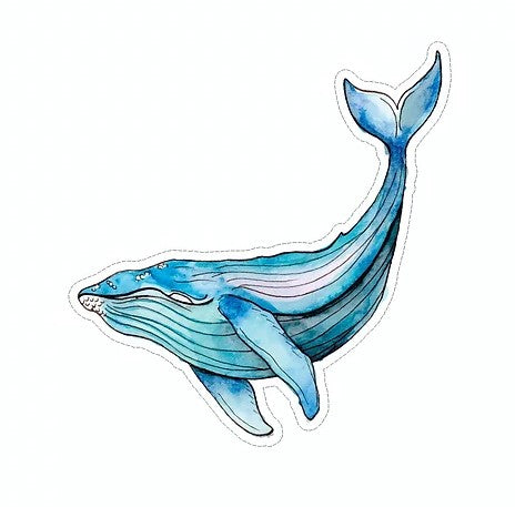 watercolor humpback whale vinyl waterproof sticker cabana